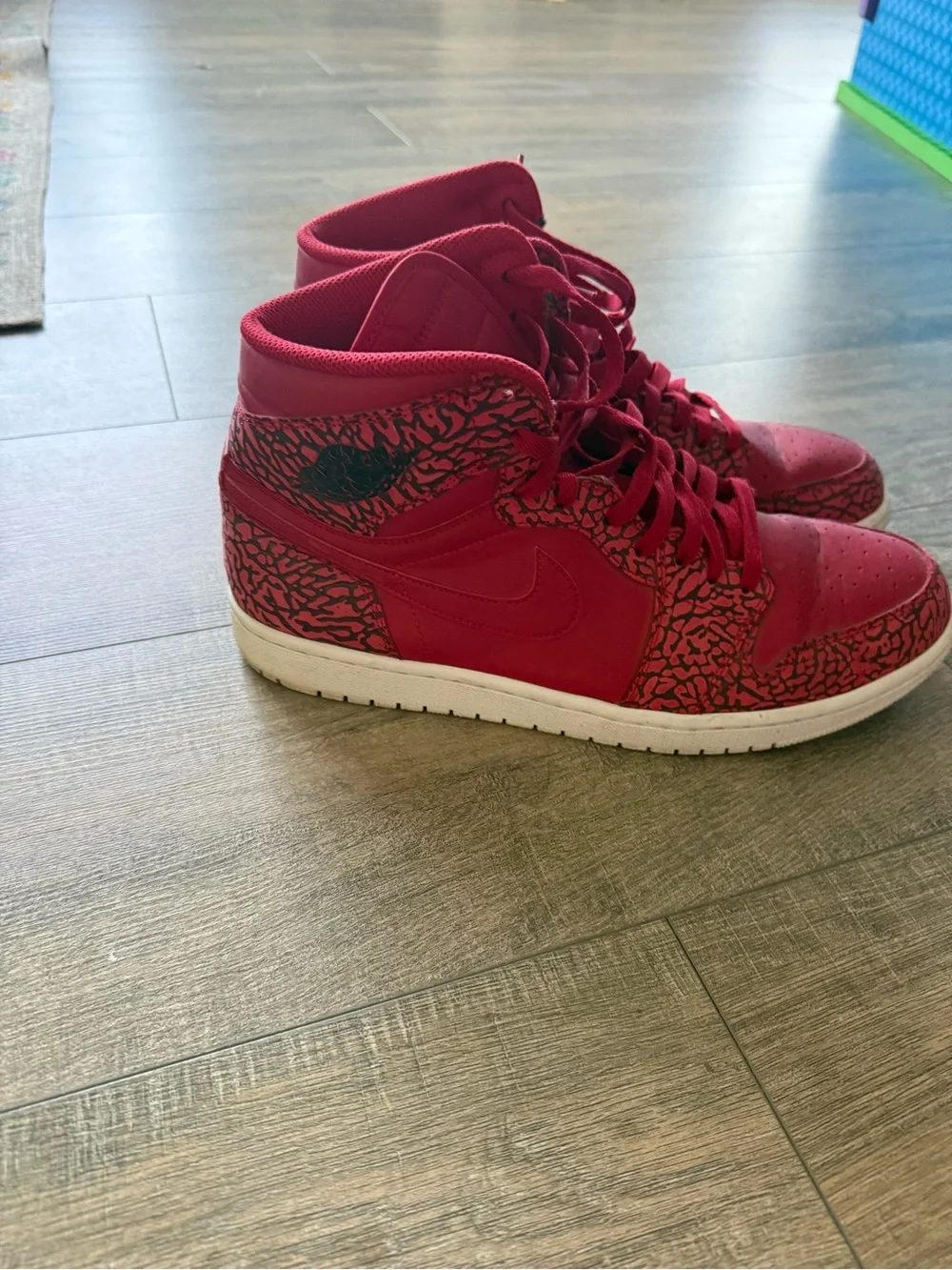 Jordan Men's Red High-Top Sneakers with Elephant Print
